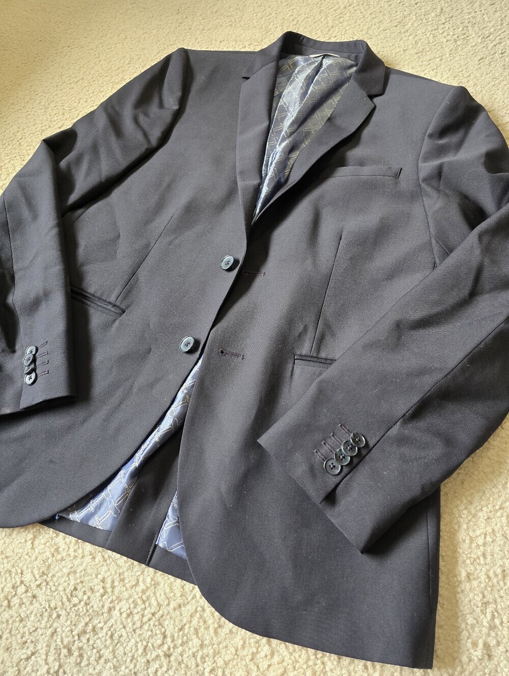 Tristan Fitted Blazer Size 38 Navy Wool Blend Career Jacket Made in Canada